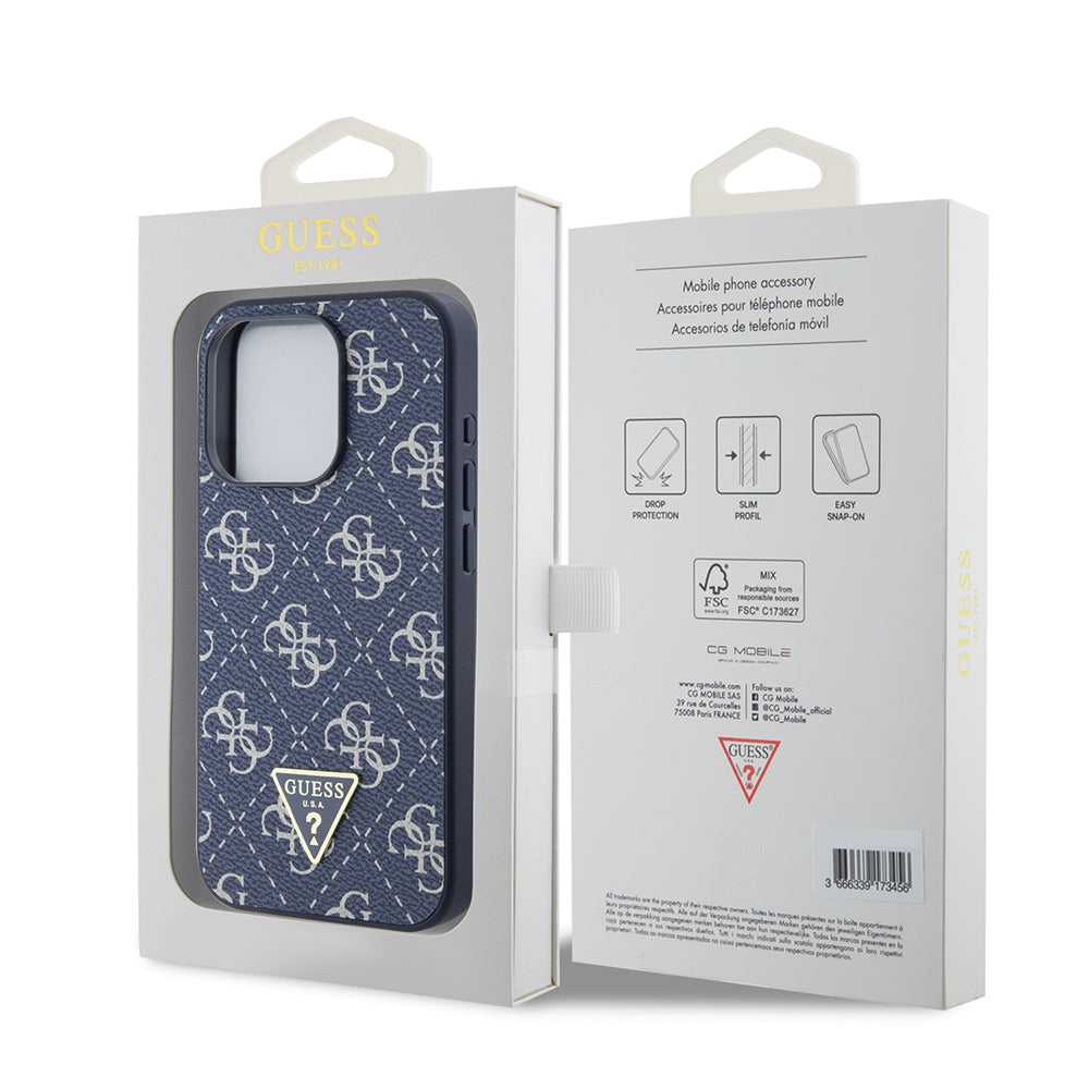 Hoes voor Apple iPhone 15 Pro, Guess, 4G Triangle Logo, Blauw