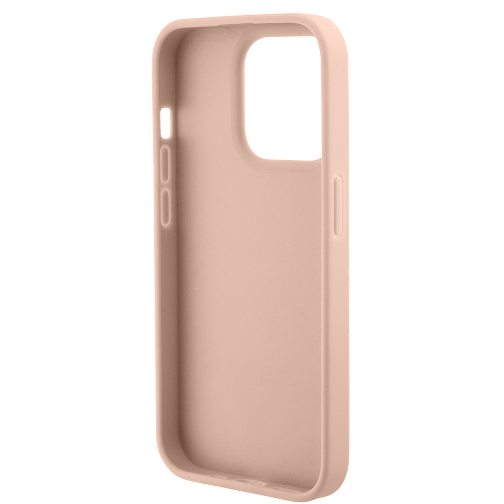 Hoes voor Apple iPhone 15 Pro, Guess, Croco Triangle Metal Logo, Roze