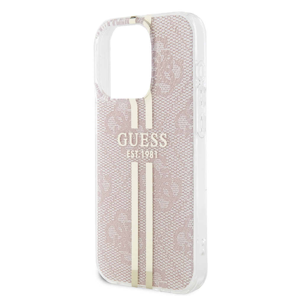 Hoes voor Apple iPhone 15 Pro, Guess, IML 4G Gold Stripe, Roze