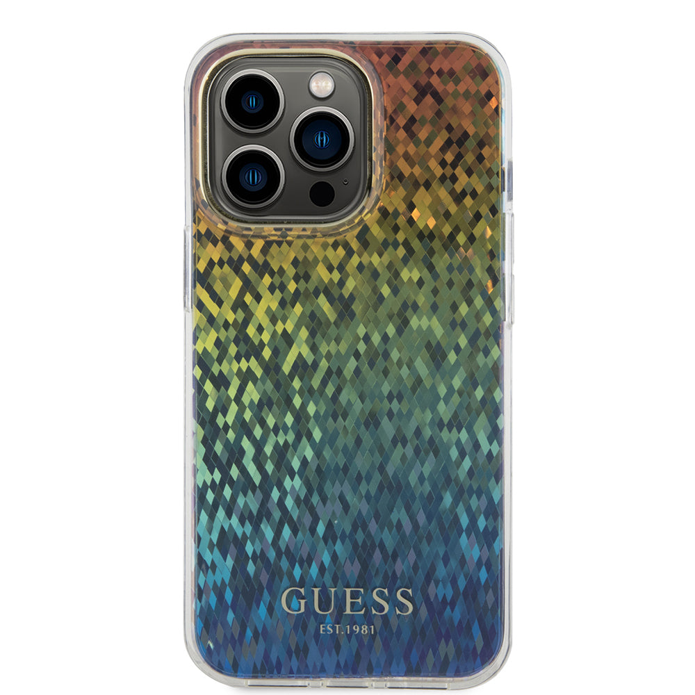 Hoesje voor Apple iPhone 15 Pro, Guess, IML Faceted Mirror Disco Iridescent, Meerkleurig
