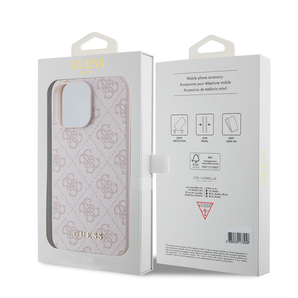 Hoes voor Apple iPhone 15 Pro Max, Guess, 4G Metal Gold Logo, Roze