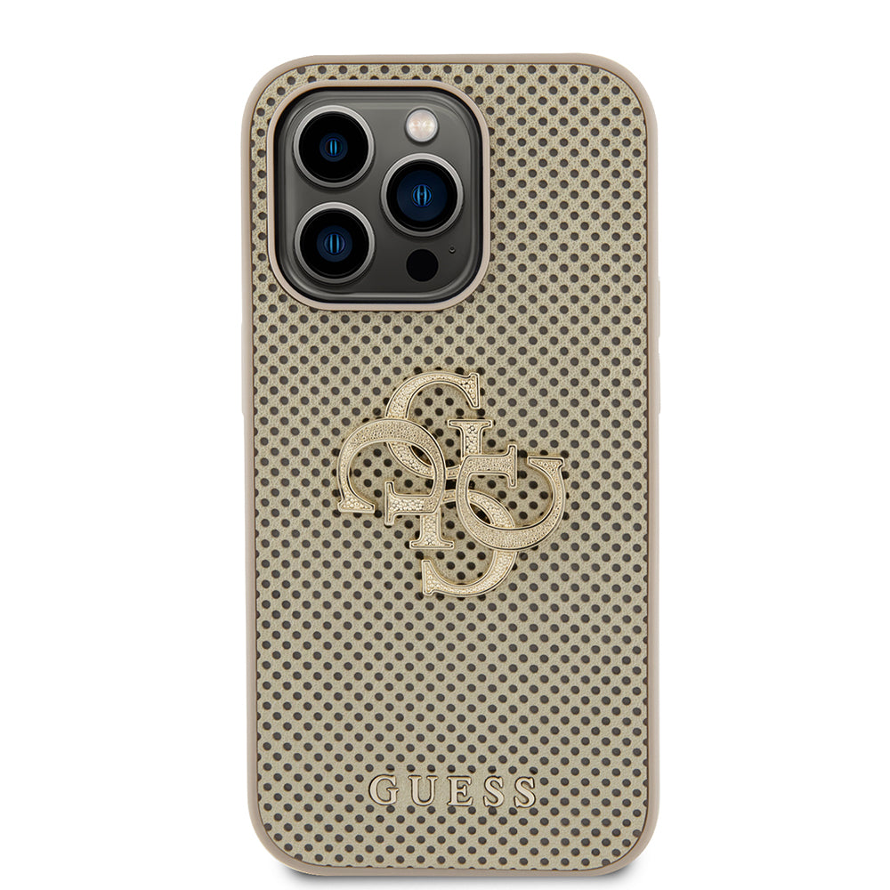 Hoes voor Apple iPhone 15 Pro Max, Guess, Perforated 4G, Goudkleurig
