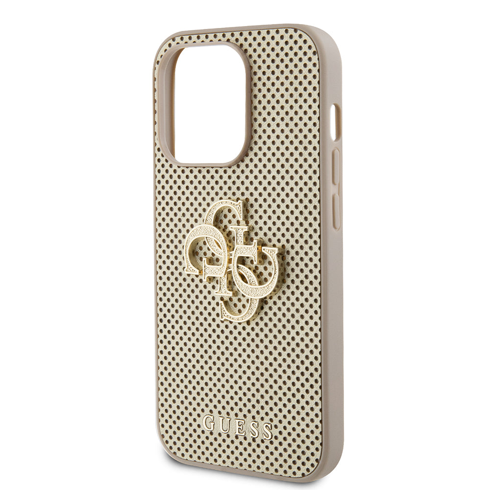 Hoes voor Apple iPhone 15 Pro Max, Guess, Perforated 4G, Goudkleurig