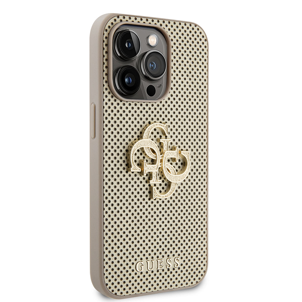 Hoes voor Apple iPhone 15 Pro Max, Guess, Perforated 4G, Goudkleurig