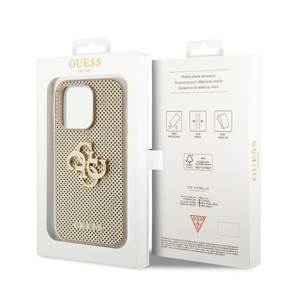 Hoes voor Apple iPhone 15 Pro Max, Guess, Perforated 4G, Goudkleurig