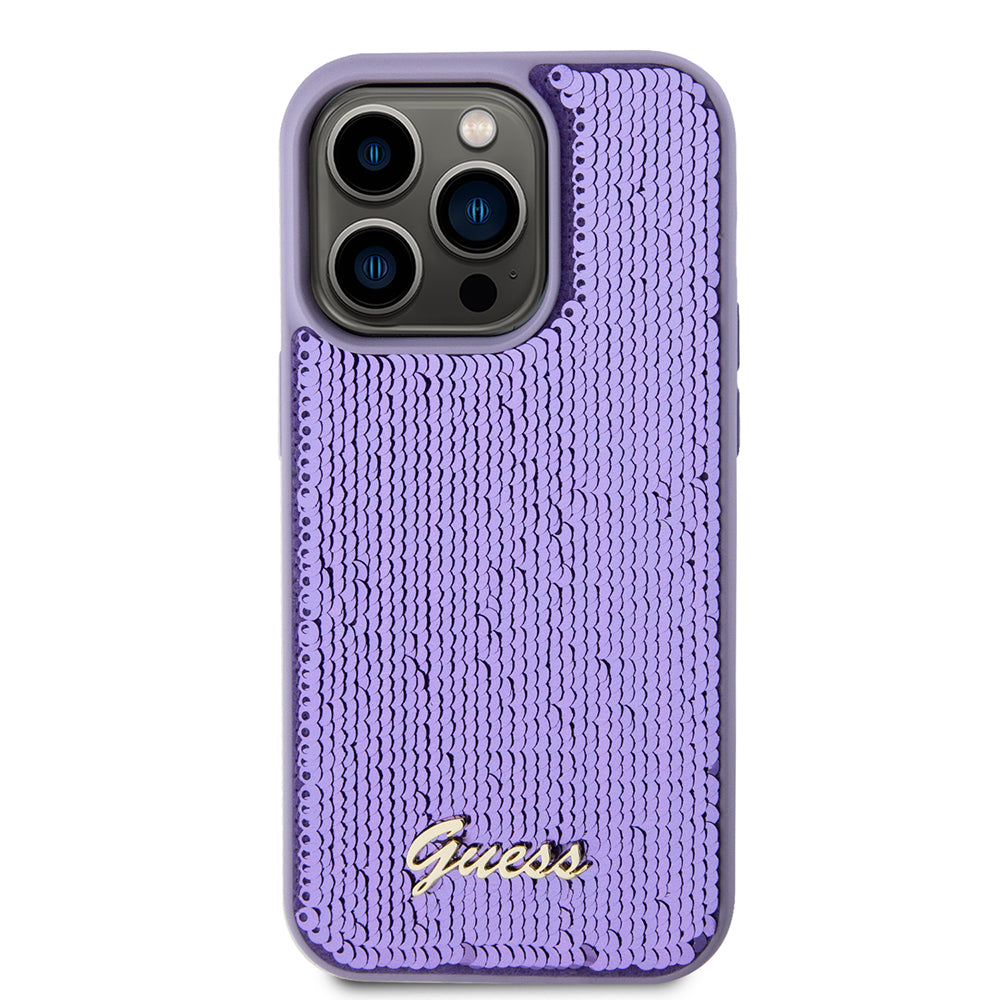 Hoes voor Apple iPhone 15 Pro Max, Guess, Sequin Script Metal, Paars