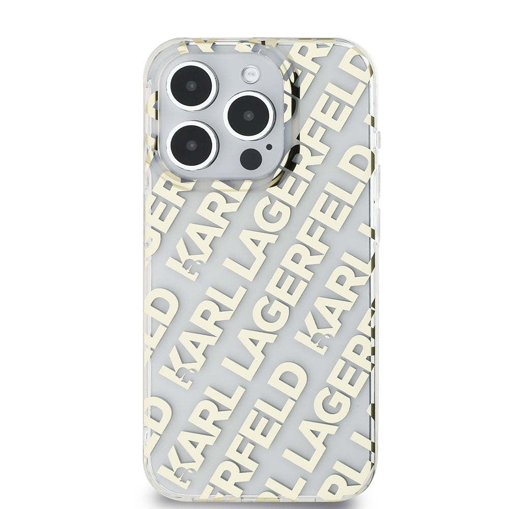 Hoes voor Apple iPhone 15 Pro Max, Karl Lagerfeld, IML Luxury Gold Fullover Logo, Goud