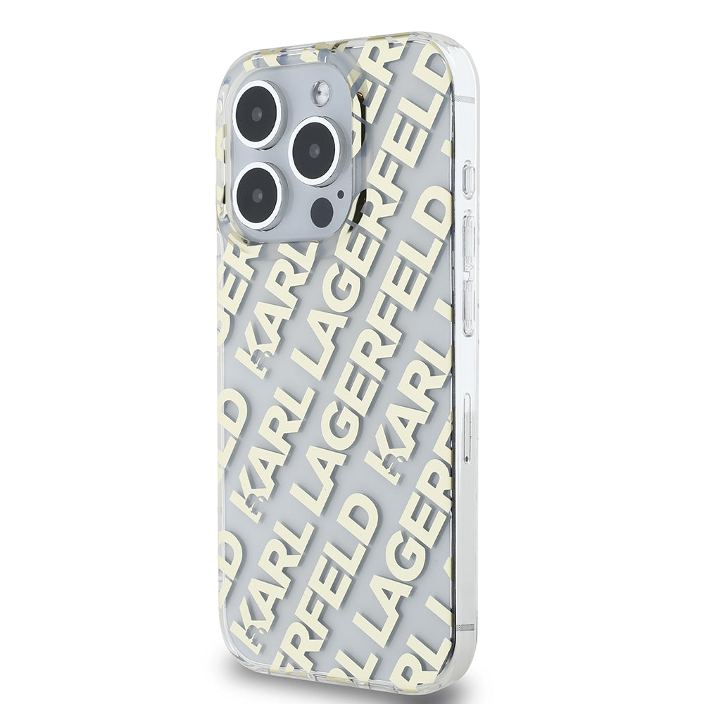 Hoes voor Apple iPhone 15 Pro Max, Karl Lagerfeld, IML Luxury Gold Fullover Logo, Goud