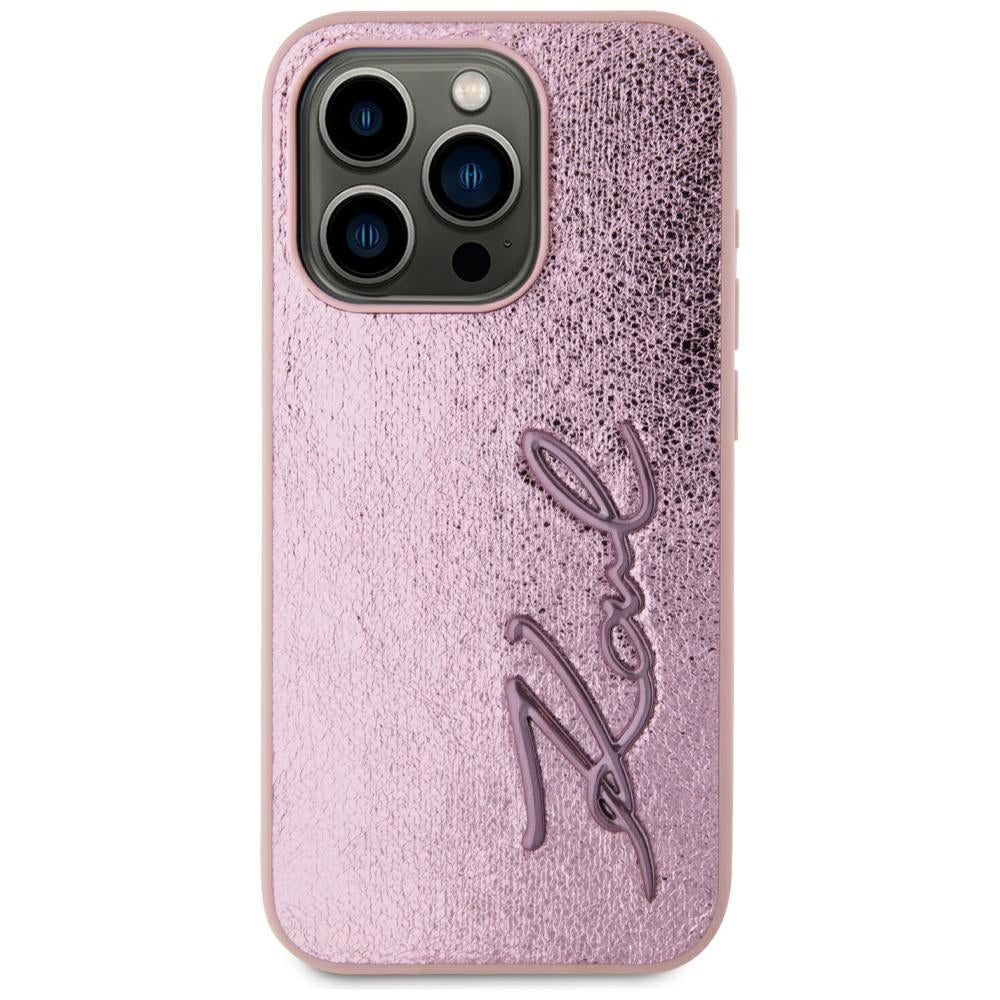 Hoes voor Apple iPhone 15 Pro Max, Karl Lagerfeld, Metal Signature, Roze