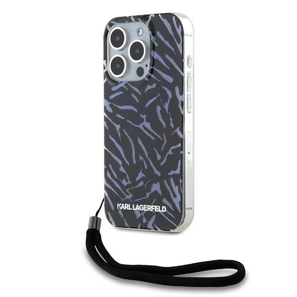 Hoes voor Apple iPhone 15 Pro Max, Karl Lagerfeld, Zebra met Koordriem, Paars