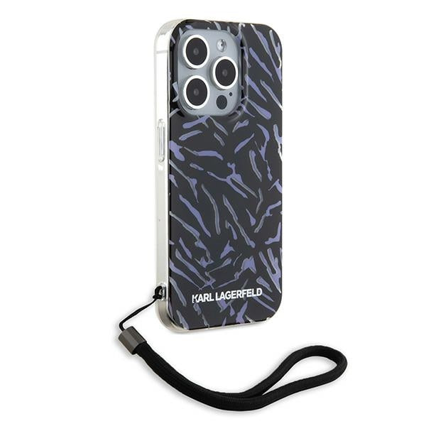 Hoes voor Apple iPhone 15 Pro Max, Karl Lagerfeld, Zebra met Koordriem, Paars
