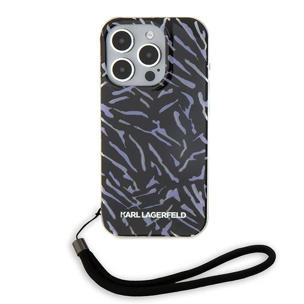 Hoes voor Apple iPhone 15 Pro Max, Karl Lagerfeld, Zebra met Koordriem, Paars