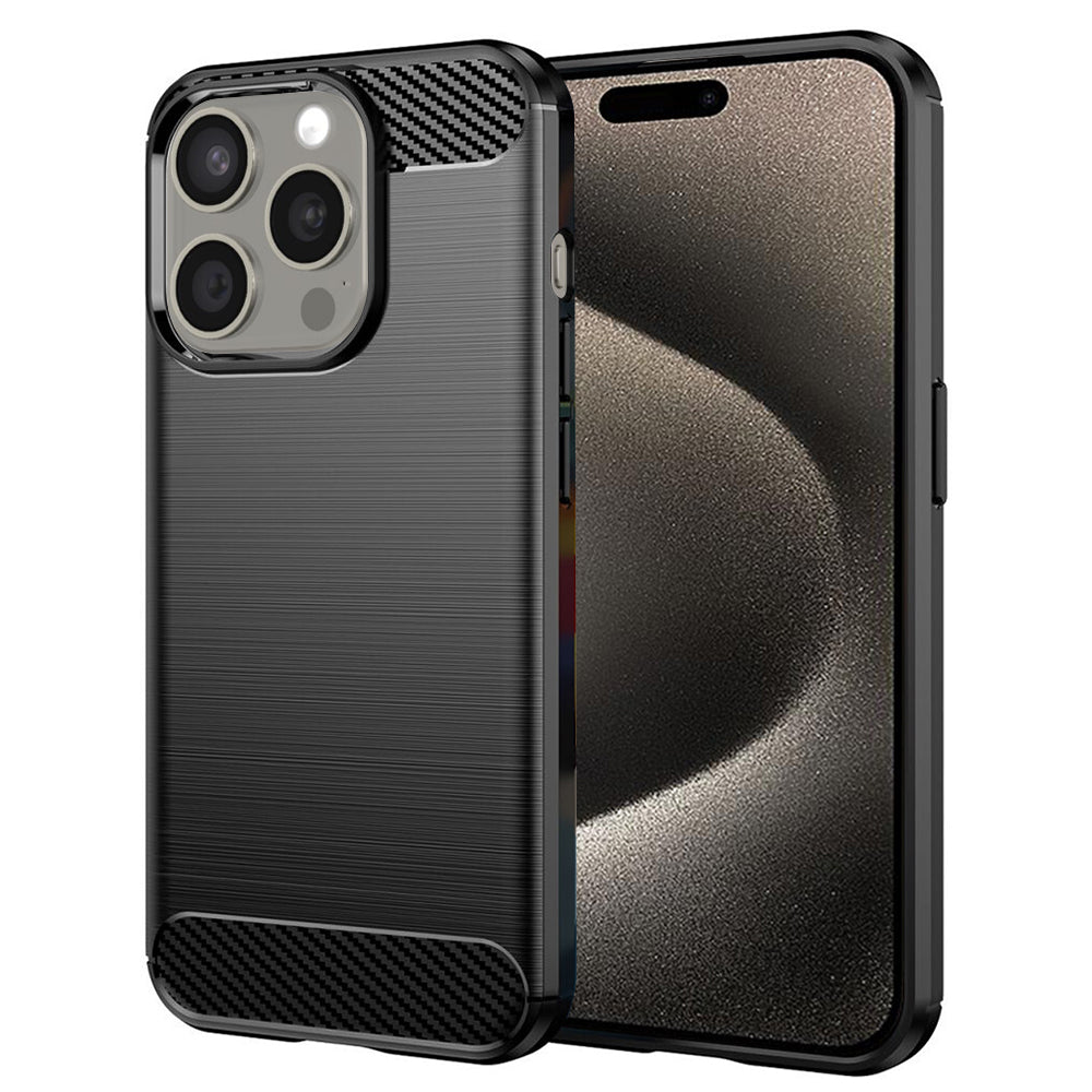 Hoes voor Apple iPhone 15 Pro Max, Techsuit, Carbon, Zwart
