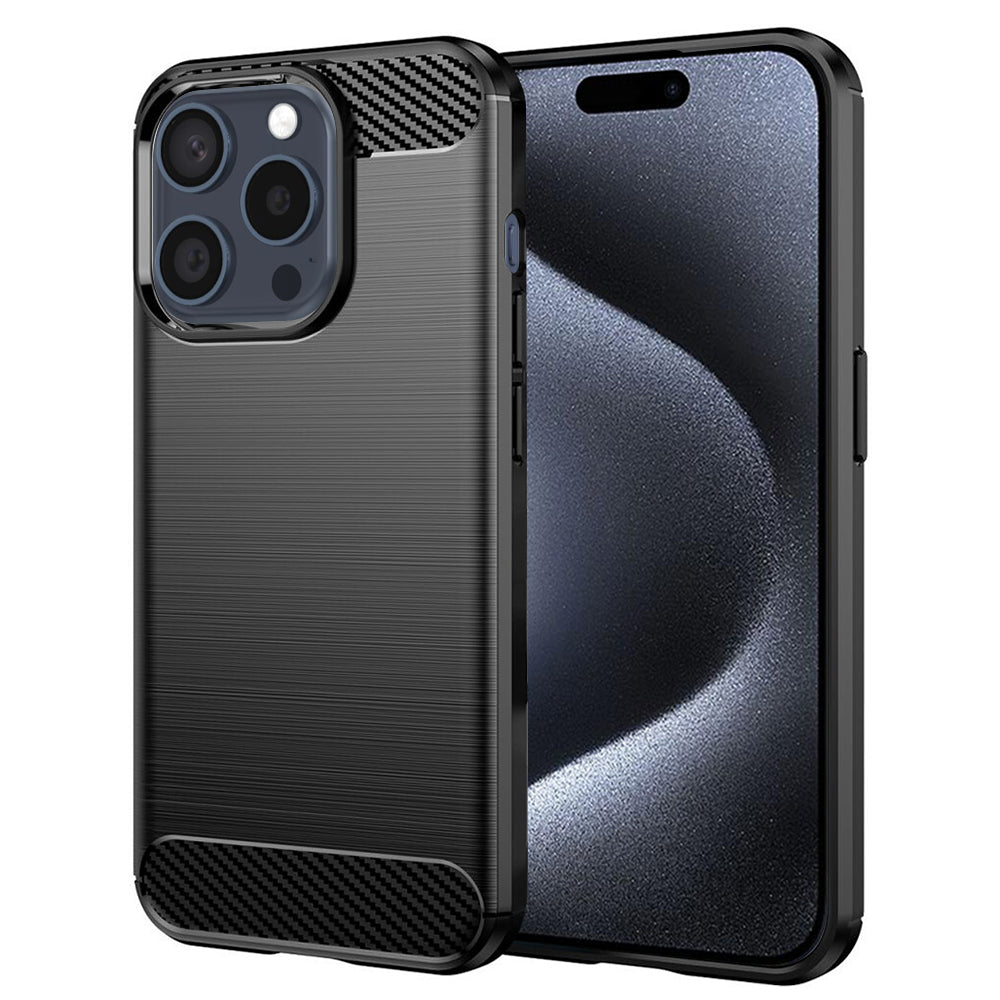Hoes voor Apple iPhone 15 Pro, Techsuit, Carbon, Zwart