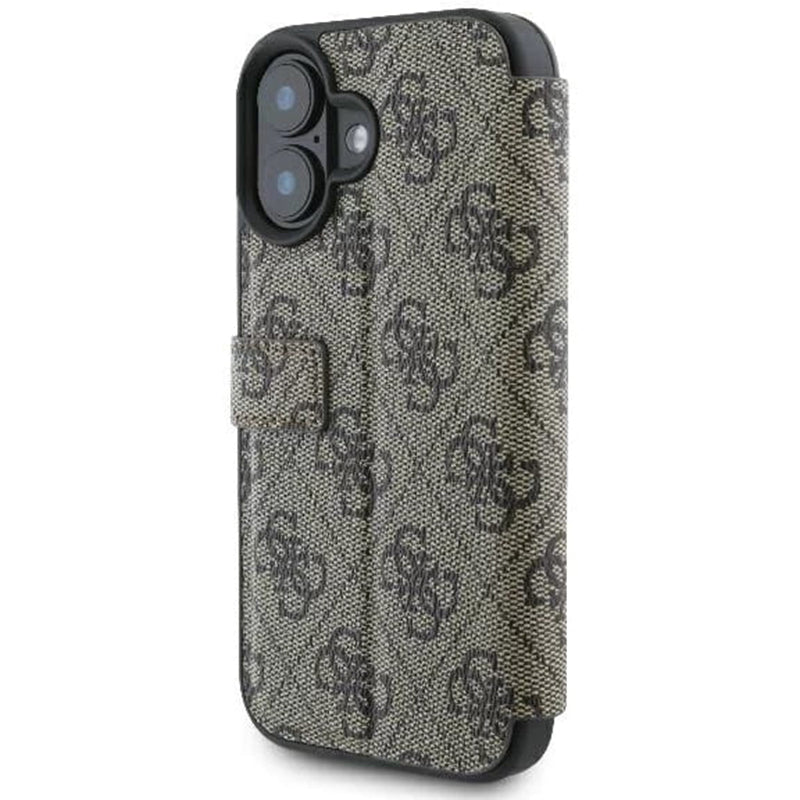 Hoes voor Apple iPhone 16, Guess, 4G Book, Bruin