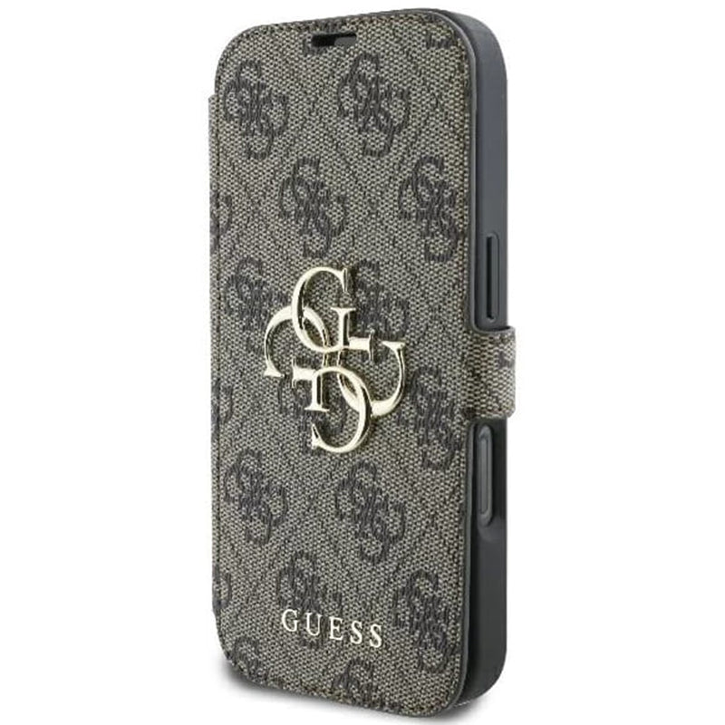 Hoes voor Apple iPhone 16, Guess, 4G Book, Bruin