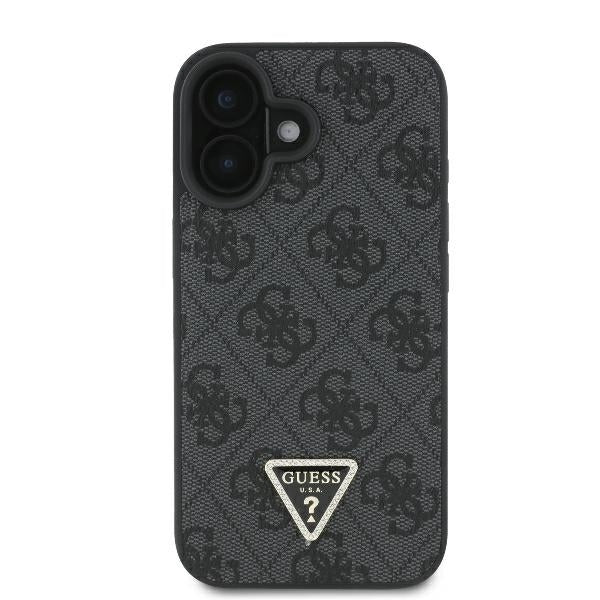 Hoes voor Apple iPhone 16, Guess, Crossbody 4G Triangle Strass, Zwart