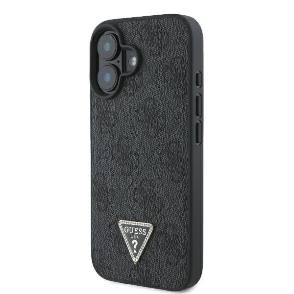 Hoes voor Apple iPhone 16, Guess, Crossbody 4G Triangle Strass, Zwart