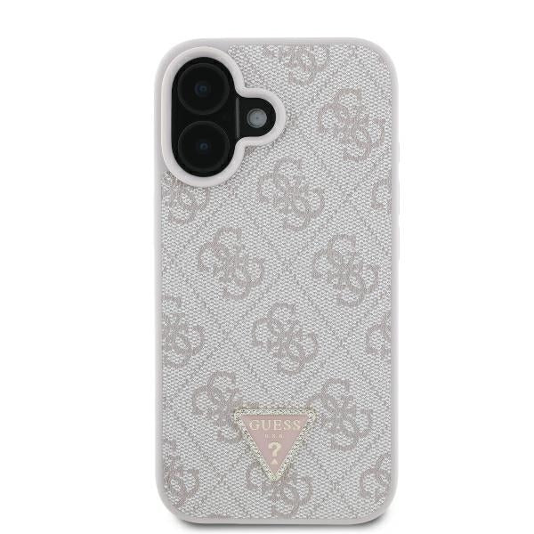 Hoes voor Apple iPhone 16, Guess, Crossbody 4G Triangle Strass, Roze
