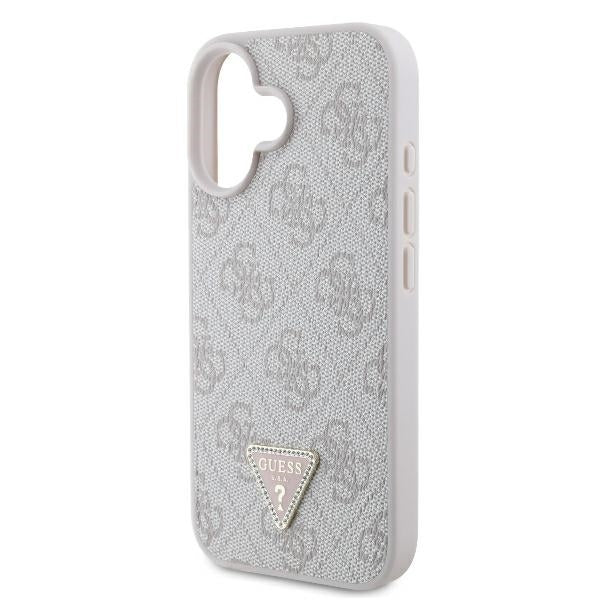 Hoes voor Apple iPhone 16, Guess, Crossbody 4G Triangle Strass, Roze