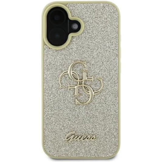 Hoes voor Apple iPhone 16, Guess, Fixed Glitter Big 4G, Goudkleurig