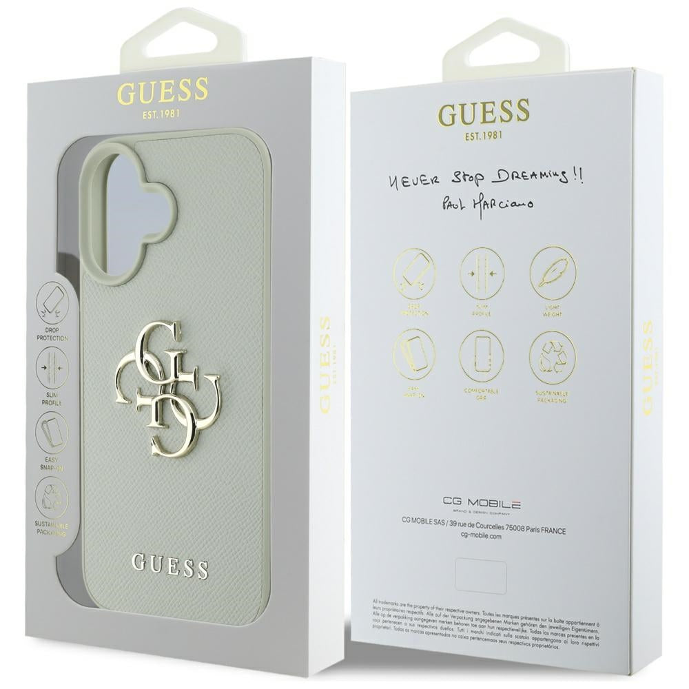 Hoes voor Apple iPhone 16, Guess, Grained Big 4G Logo Small Classic Logo, Groen