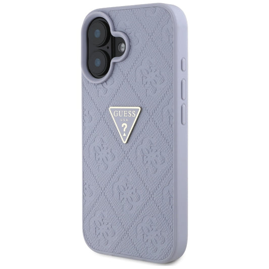 Hoes voor Apple iPhone 16, Guess, Hot Stamp 4G Pattern Triangle Logo, Lichtpaars