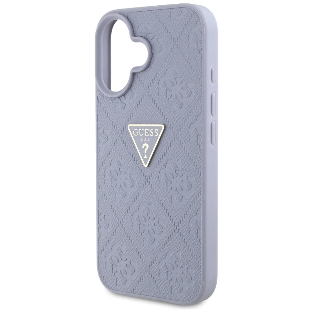Hoes voor Apple iPhone 16, Guess, Hot Stamp 4G Pattern Triangle Logo, Lichtpaars
