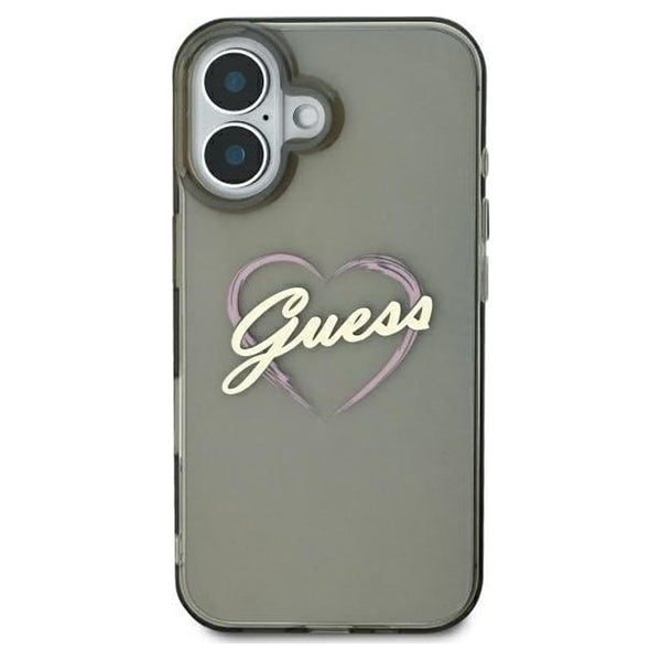 Case for Apple iPhone 16, Guess, IML Heart, Black