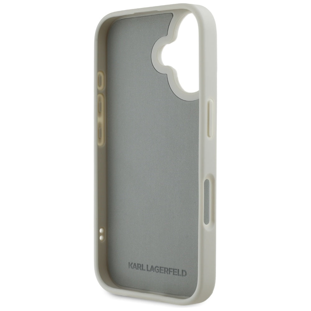 Hoes voor Apple iPhone 16, Karl Lagerfeld, 3D Rubber Karl & Choupette, Beige