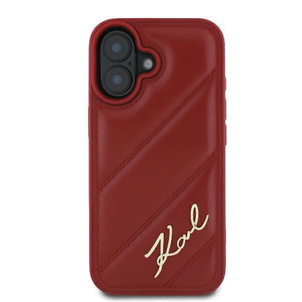 Case for Apple iPhone 16, Karl Lagerfeld, Diagonal Quilted Script, Pink