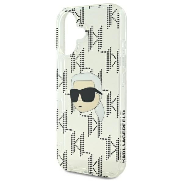 Hoes voor Apple iPhone 16, Karl Lagerfeld, IML Luxury Electroplated Karl's Head, Transparant