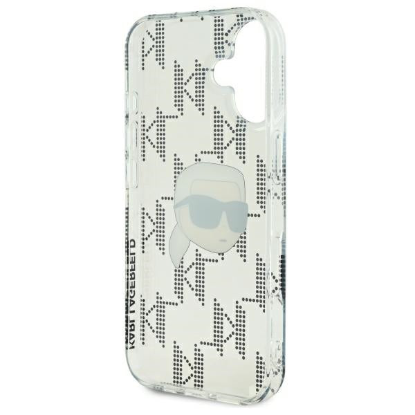 Hoes voor Apple iPhone 16, Karl Lagerfeld, IML Luxury Electroplated Karl's Head, Transparant