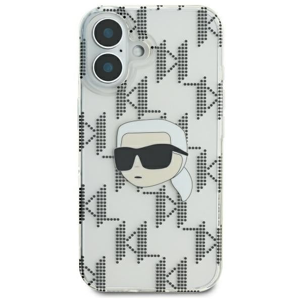 Hoes voor Apple iPhone 16, Karl Lagerfeld, IML Luxury Electroplated Karl's Head, Transparant