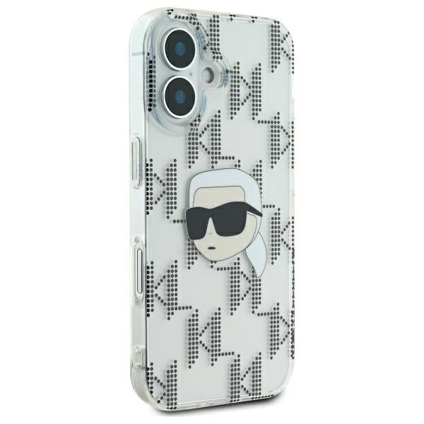 Hoes voor Apple iPhone 16, Karl Lagerfeld, IML Luxury Electroplated Karl's Head, Transparant
