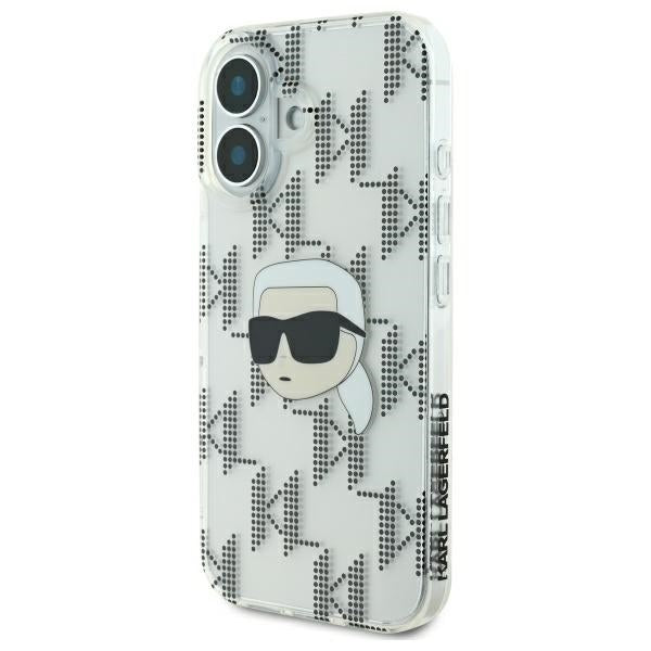 Hoes voor Apple iPhone 16, Karl Lagerfeld, IML Luxury Electroplated Karl's Head, Transparant