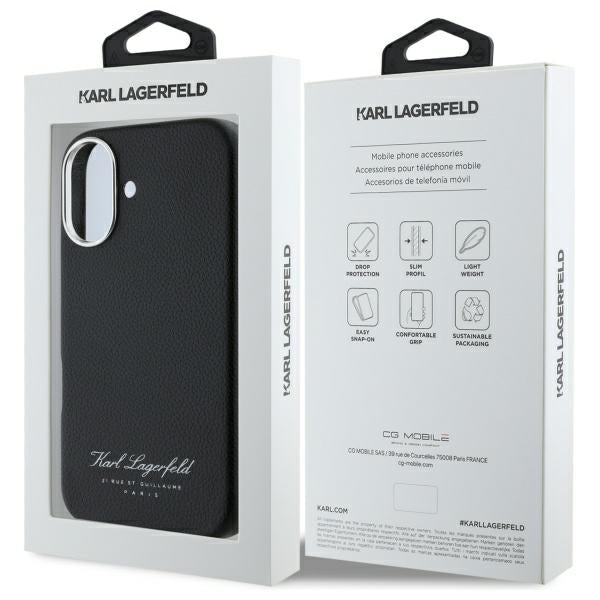 Hoes voor Apple iPhone 16, Karl Lagerfeld, RSG, Zwart
