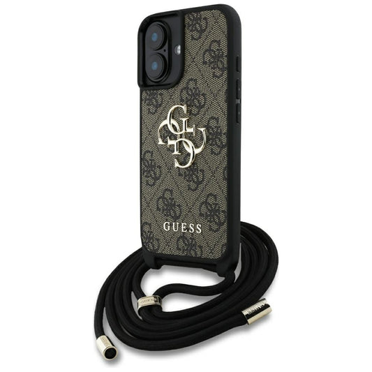 Hoes voor Apple iPhone 16 Plus, Guess, 4G CBDY Big Logo met Koordriem, Bruin