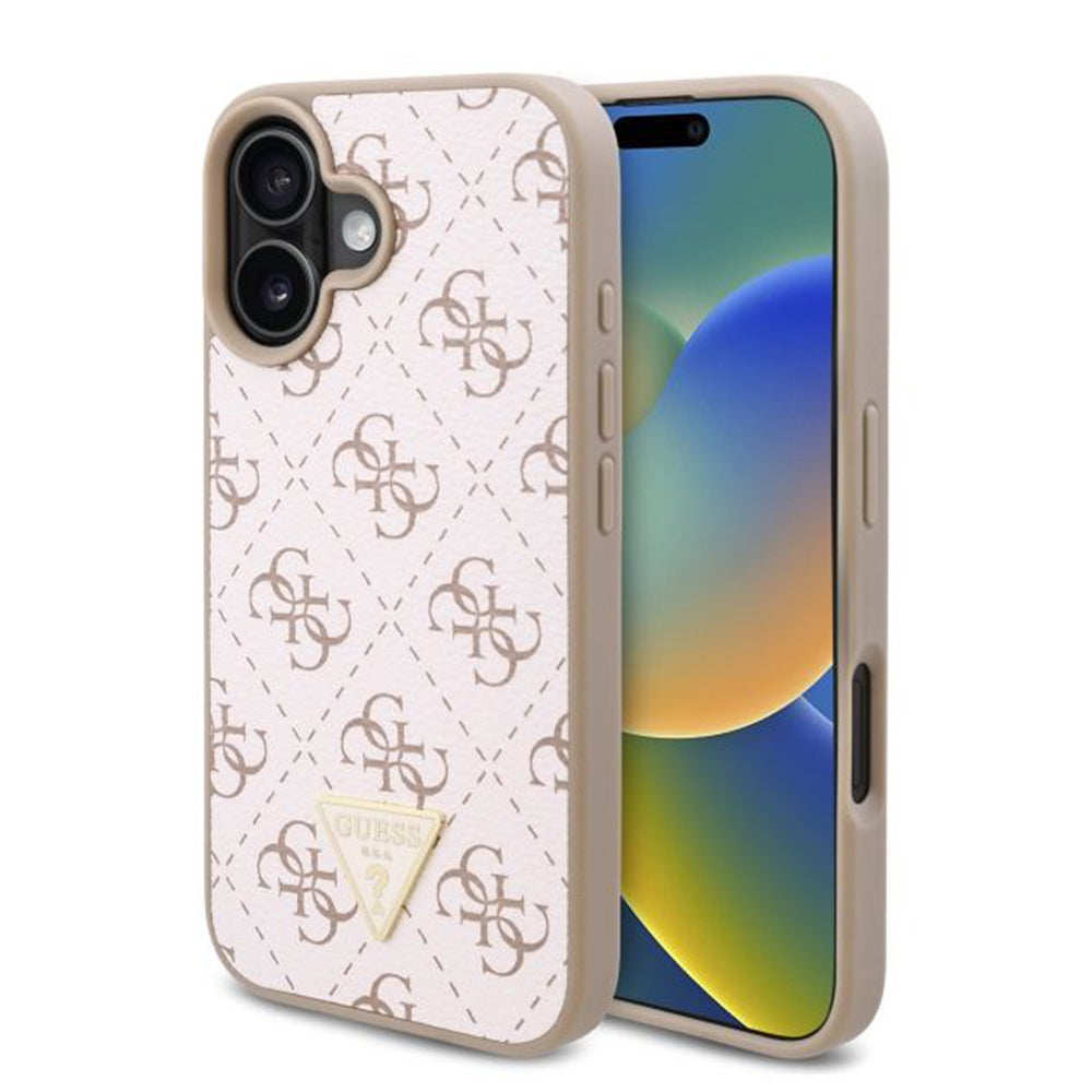 Hoes voor Apple iPhone 16 Plus, Guess, 4G Triangle Logo, Wit