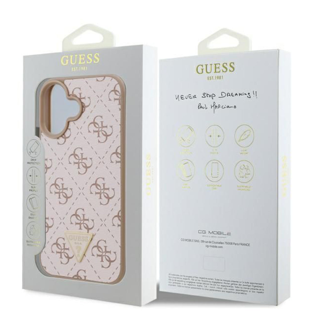 Hoes voor Apple iPhone 16 Plus, Guess, 4G Triangle Logo, Wit