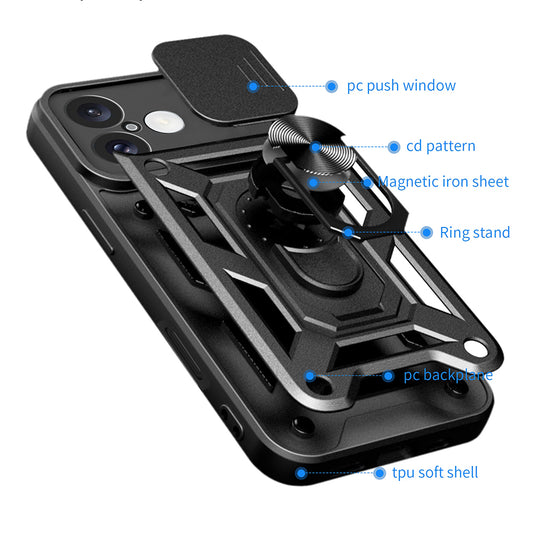 Hoes voor Apple iPhone 16 Plus, Techsuit, CamShield, Zwart