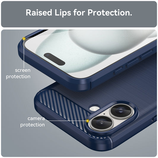 Hoes voor Apple iPhone 16 Plus, Techsuit, Carbon, Blauw