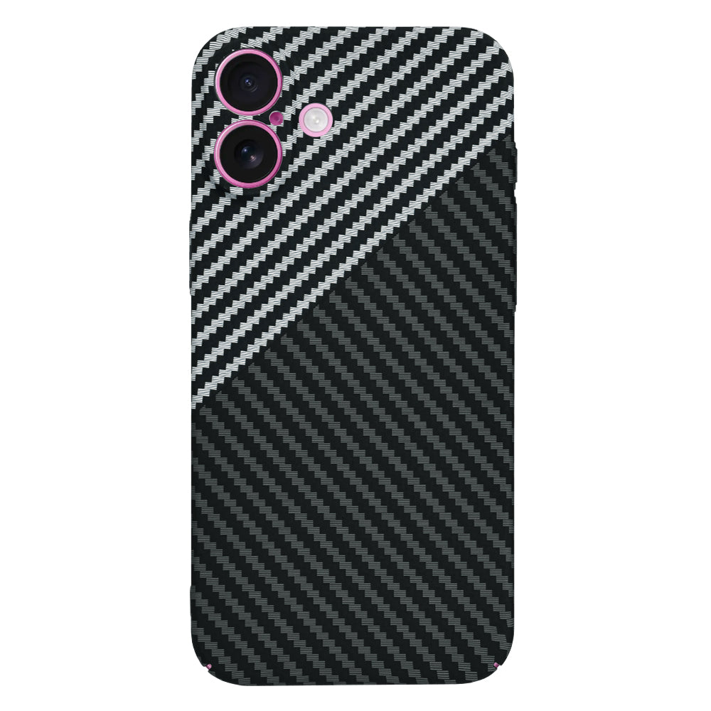Hoes voor Apple iPhone 16 Plus, Techsuit, Carbonite FiberShell, Zwart Grijs