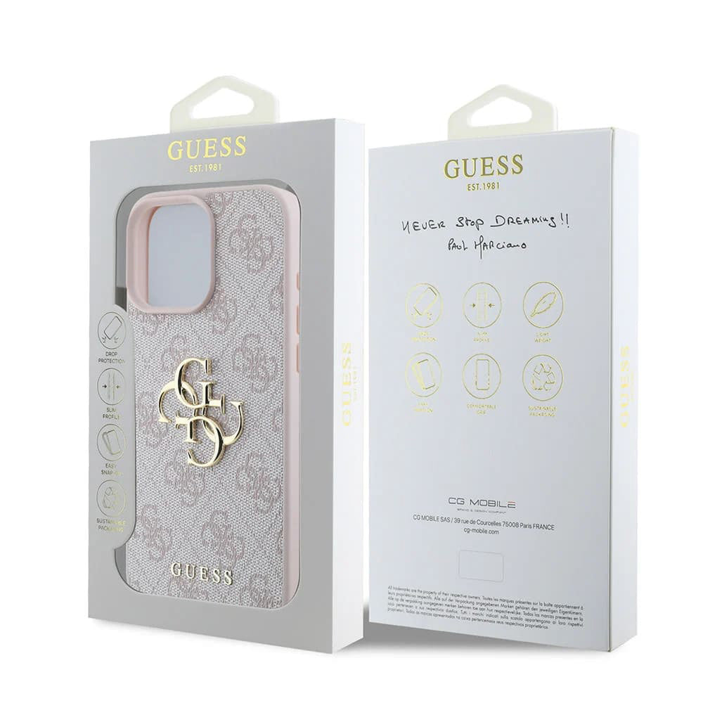 Hoes voor Apple iPhone 16 Pro, Guess, 4G Big Logo, Roze