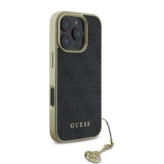 Hoes voor Apple iPhone 16 Pro, Guess, 4G Charm, Zwart