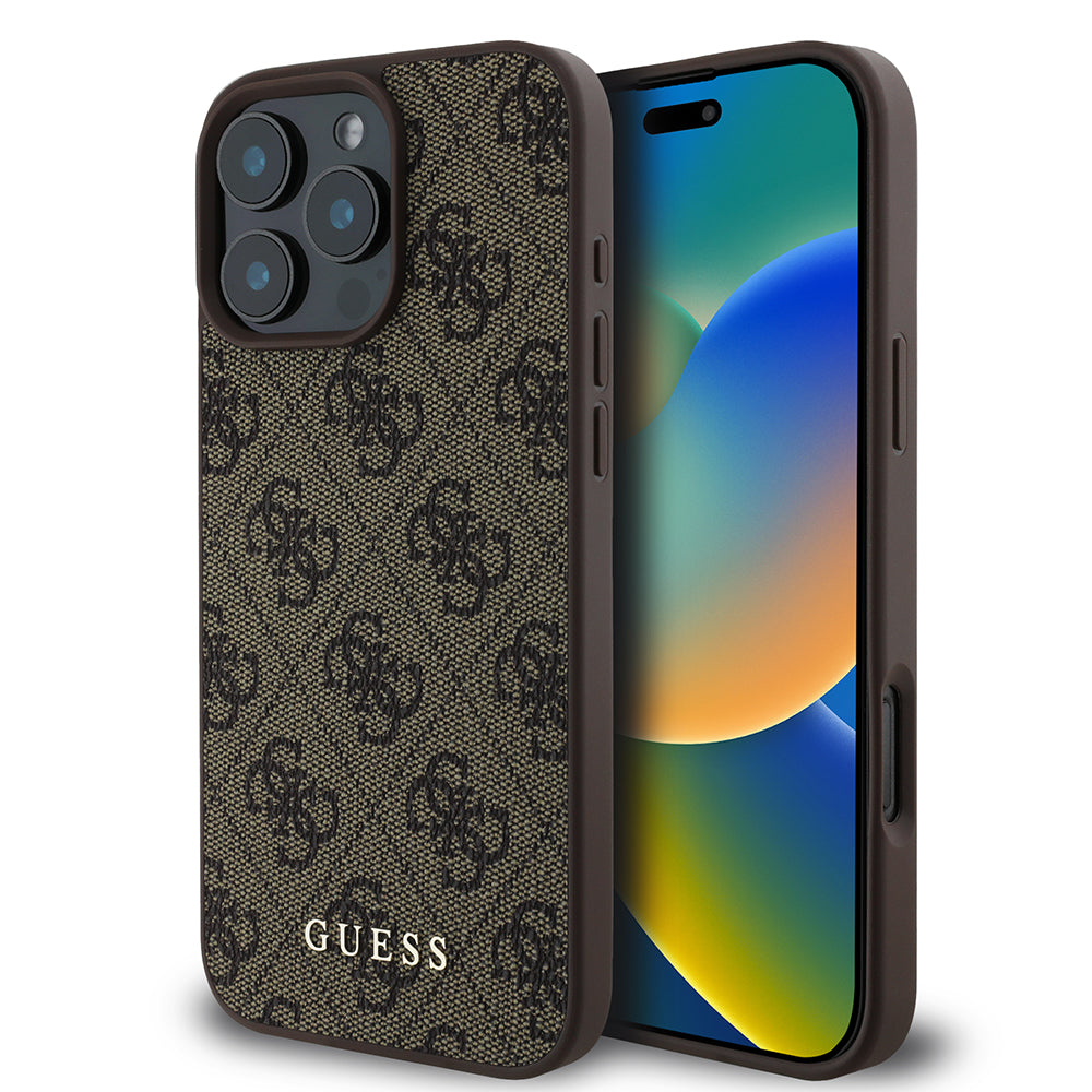 Hoes voor Apple iPhone 16 Pro, Guess, 4G Classic, Bruin