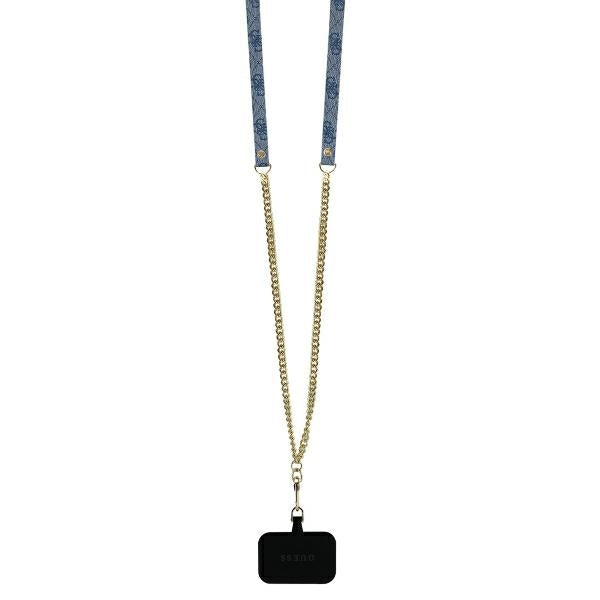 Hoes voor Apple iPhone 16 Pro, Guess, Crossbody 4G Triangle Strass, Blauw