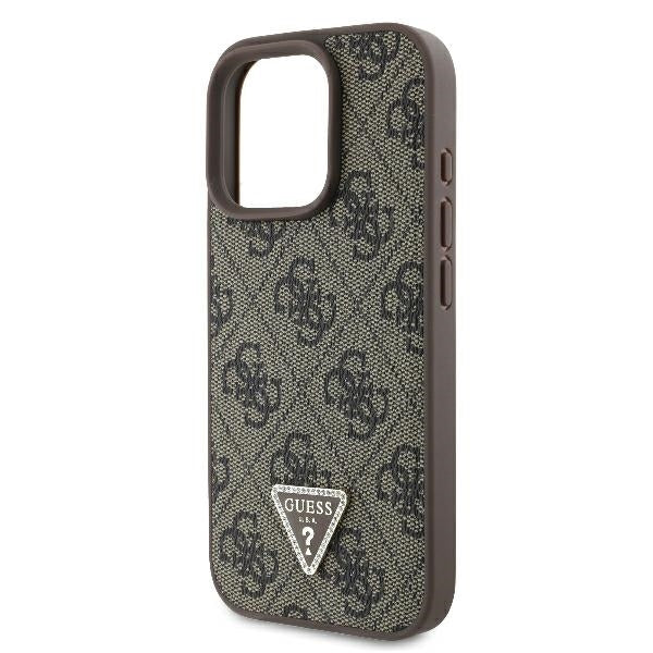 Hoes voor Apple iPhone 16 Pro, Guess, Crossbody 4G Triangle Strass, Bruin