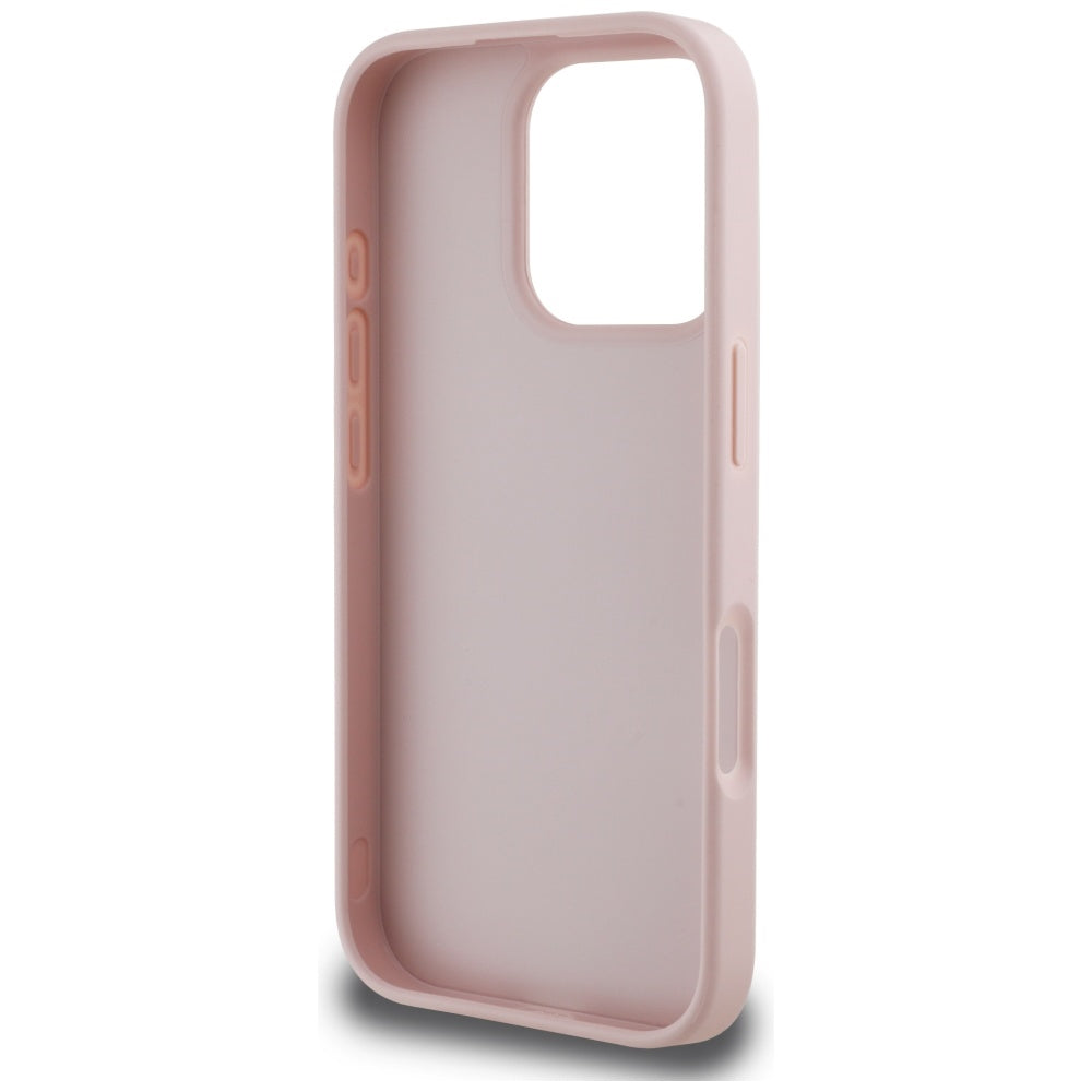Hoes voor Apple iPhone 16 Pro, Guess, Grained Big 4G Logo Small Classic Logo, Roze