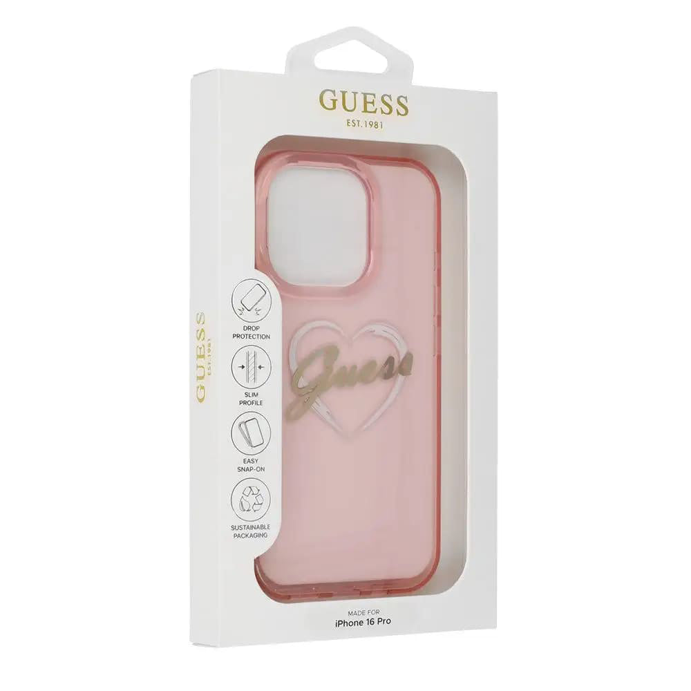 Hoesje voor Apple iPhone 16 Pro, Guess, IML Heart, Roze